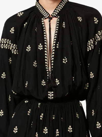 Isabel Marant Rodilia Silk Long Dress In Black