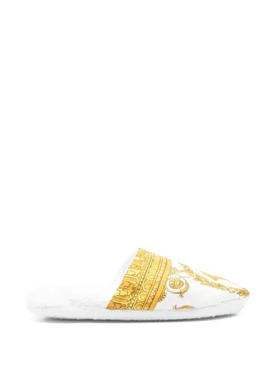 Versace Medusa Head-print Slippers In White