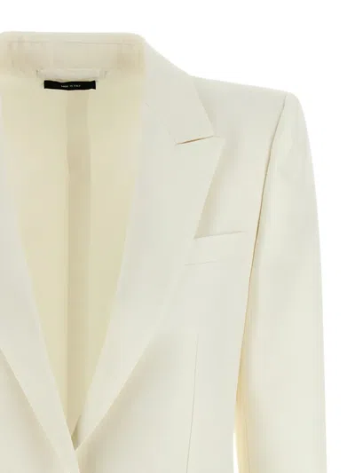 Tom Ford Single-breasted Long-sleeved Suit Jacket In White