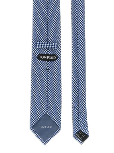 Tom Ford Star-jacquard Tie In Blue