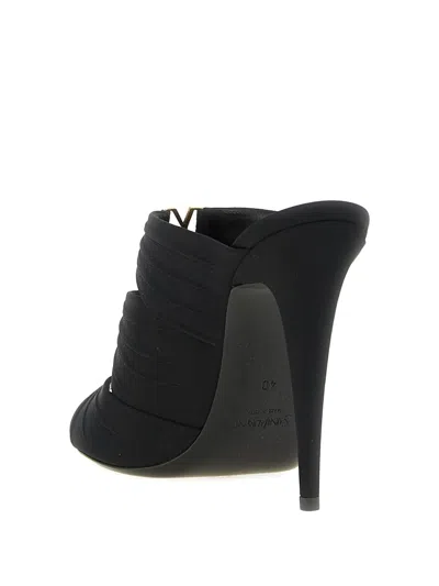 Saint Laurent Emilie 110 Crystal Embellished Satin Mules In Black