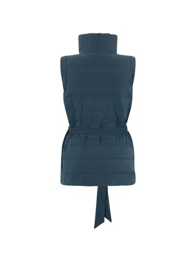 Moorer Belted Puffer Gilet In Blue