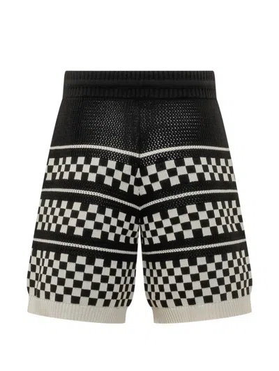 Amiri Embroidered Wool Blend Bermuda Shorts In Black