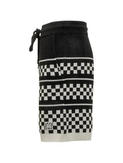 Amiri Embroidered Wool Blend Bermuda Shorts In Black
