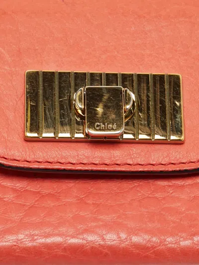 Pre-owned Chloé Sally 翻盖皮质钱包 In Orange
