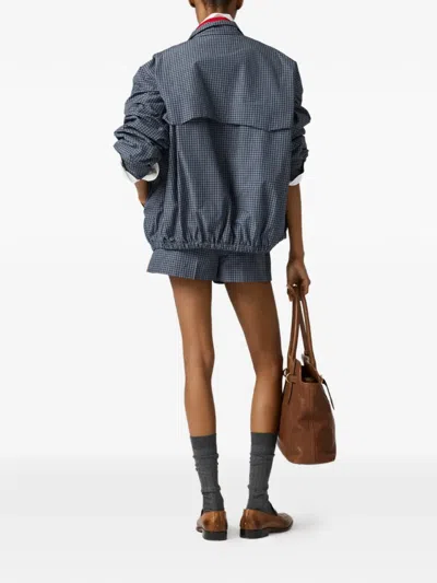 Miu Miu Checked Technical Fabric Blouson Jacket In Blue