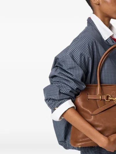 Miu Miu Checked Technical Fabric Blouson Jacket In Blue