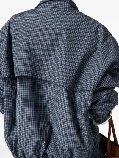 Miu Miu Checked Technical Fabric Blouson Jacket In Blue
