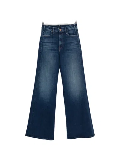 Mother Jeans The Rerun Zip Sneak With Belt Loops And Logo Embroidery On The Back In Blue Denim For Women