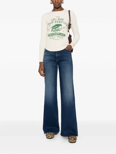 Mother Jeans The Rerun Zip Sneak With Belt Loops And Logo Embroidery On The Back In Blue Denim For Women