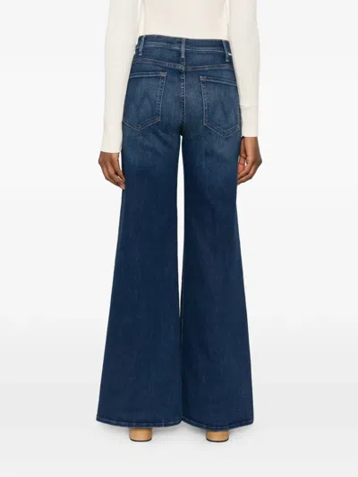 Mother Jeans The Rerun Zip Sneak With Belt Loops And Logo Embroidery On The Back In Blue Denim For Women