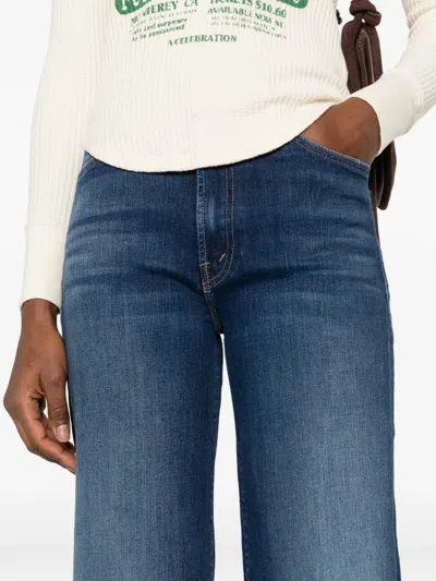 Mother Jeans The Rerun Zip Sneak With Belt Loops And Logo Embroidery On The Back In Blue Denim For Women