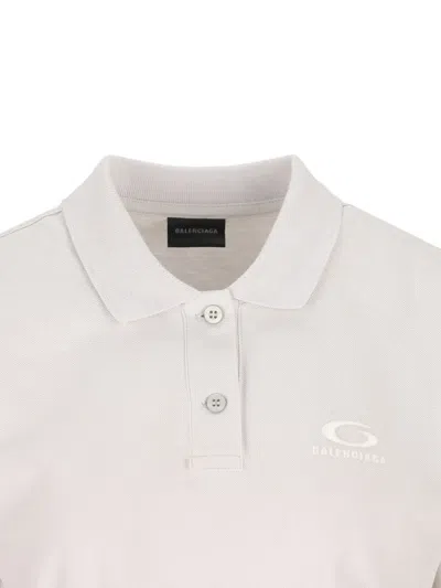 Balenciaga Cotton Pique Polo Shirt With Sport Icon Logo In White