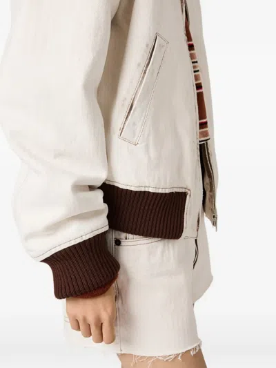 Miu Miu Zip-up Oversized Jacket In Neutral