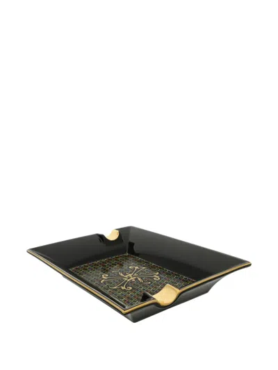 St Dupont Rectangular Patterned Ashtray In Black