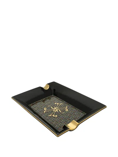 St Dupont Rectangular Patterned Ashtray In Black