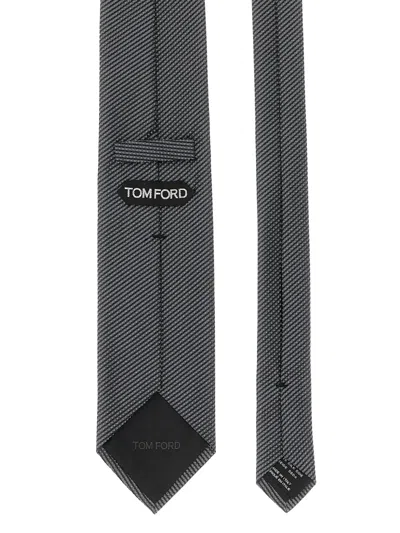 Tom Ford Grey Jacquard Pattern Tie In Gray