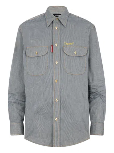 Dsquared2 Flap-pocket Shirt In Gray