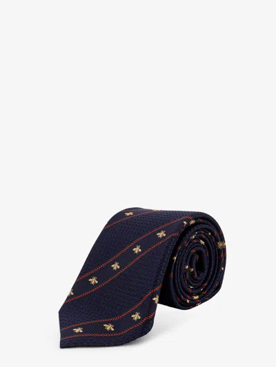 Gucci Men Labour Silk Tie In Blue