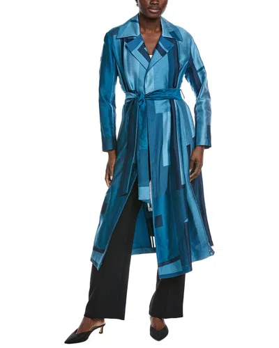 Akris Ivani Silk-blend Trench Coat In Blue