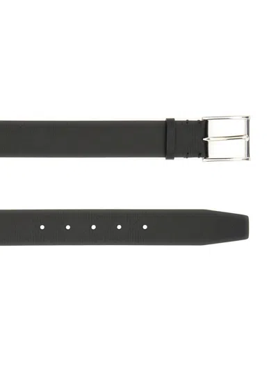 Burberry Black Calf Leather Belts In Brown