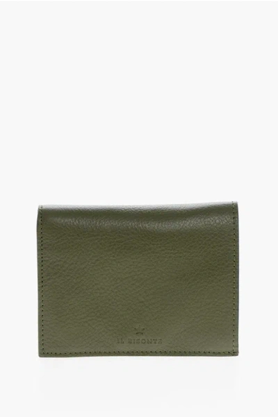 Il Bisonte Textured Leather Wallet With Zip In Green