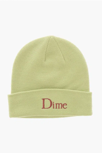Dime Wool Blend Beanie Hat With Embroidered Logo In Green