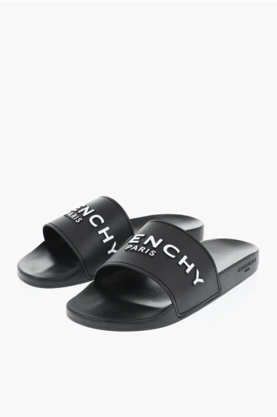 Givenchy Rubber Slides With Embossed Logo In Black
