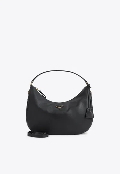 Prada Black Leather Handbag In Black