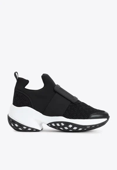 Roger Vivier Run Sneakers With Ridged Rubber Sole In Black