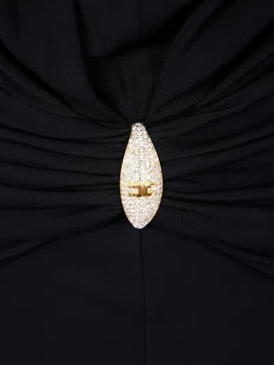 Elisabetta Franchi Halterneck Ruched Dress In Black