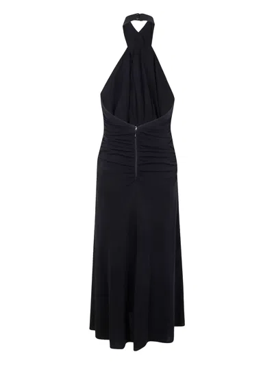 Elisabetta Franchi Halterneck Ruched Dress In Black