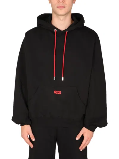 Gcds Sweatshirt With Rubber Logo In Black