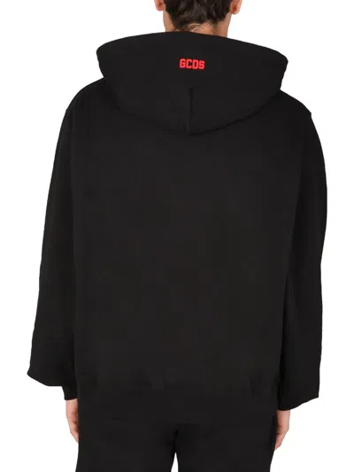 Gcds Sweatshirt With Rubber Logo In Black