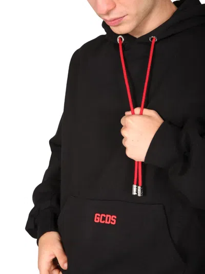 Gcds Sweatshirt With Rubber Logo In Black