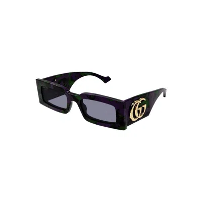 Gucci Geometric Acetate Rectangle Sunglasses In Black