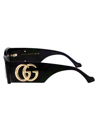Gucci Geometric Acetate Rectangle Sunglasses In Black