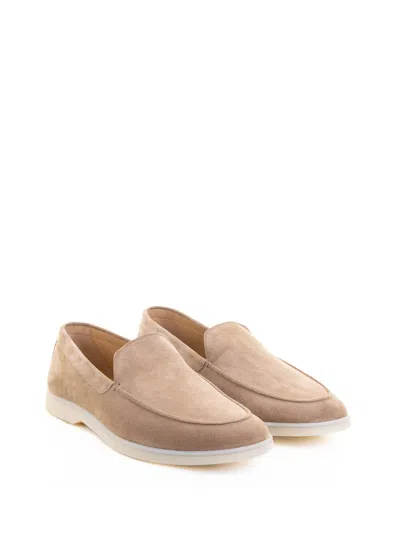 Henderson Beige Suede Loafers With Leather Interior In Brown