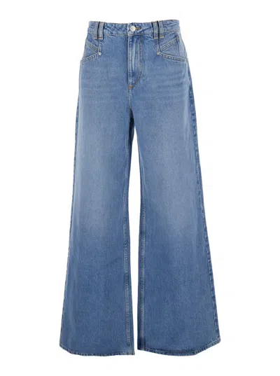 Isabel Marant Lemony High Waist Wide Pants In Blue