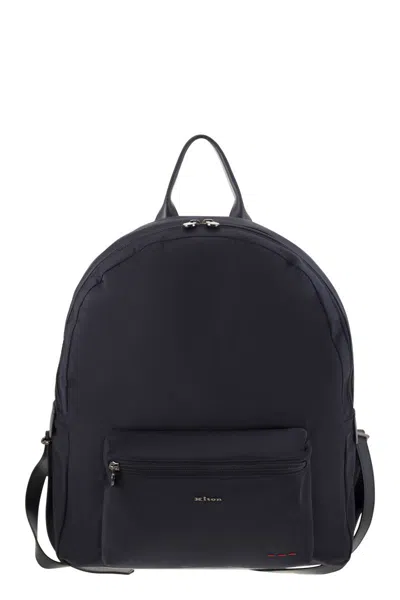 Kiton Technical Fabric Backpack With Logo In Black