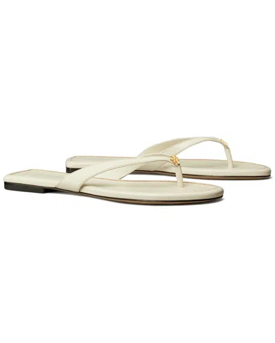 Tory Burch Classic Leather Flip Flop In White