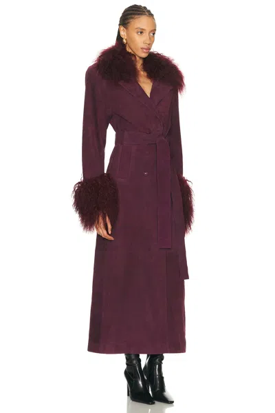 Retroféte Britta Faux Fur Coat In Red
