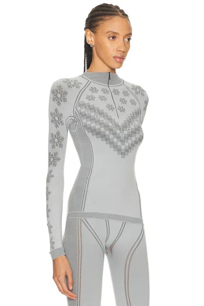 Skims Ski First Layers Half Zip Long Sleeve Sweater In Gray