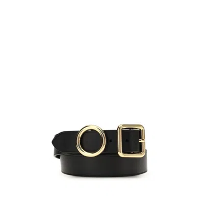 Jacquemus Vitello Leather Belt With Dual Gold-tone Buckles