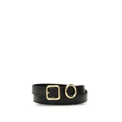 Jacquemus Vitello Leather Belt With Dual Gold-tone Buckles