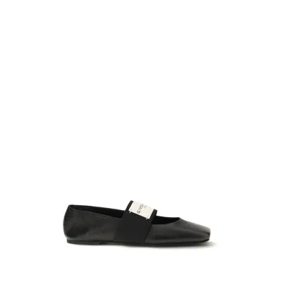 Givenchy Sliced Square Elastic-strap Ballet Flats In Black