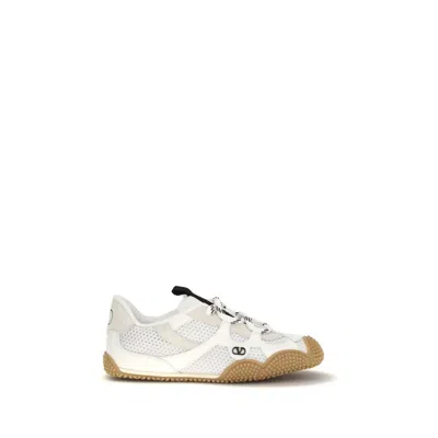 Valentino Garavani Amphibia Sneaker In Rubberised Calfskin And Split Leather Woman White 41