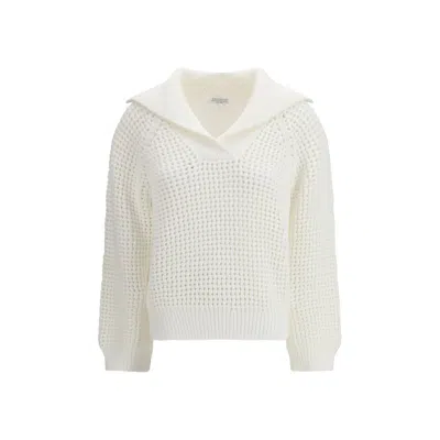 Brunello Cucinelli Women Sparkling Net Cotton Hooded Cardigan In White