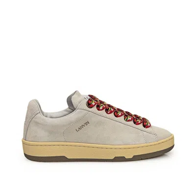 Lanvin Lite Curb Low Top Suede Sneakers In Animal Print