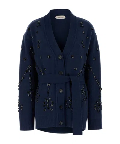 Alberta Ferretti Oversized Embellished Cardigan In Blue
